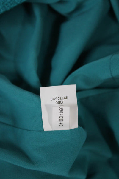 Kay Unger Womens Pencil Dress Green Silk V Neck Short Sleeve Zip Size 6