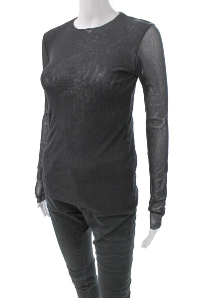 Fuzzi Women Basic Black Long Sleeve Tee Polyamide Round Neck Pullover Size M