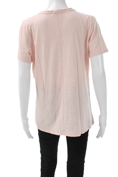 Rag & Bone Women Basic Pink V-Neck Cotton Blend Short Sleeve T-Shirt Size L