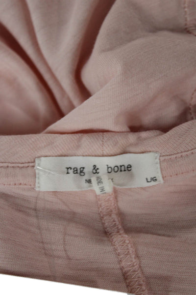 Rag & Bone Women Basic Pink V-Neck Cotton Blend Short Sleeve T-Shirt Size L