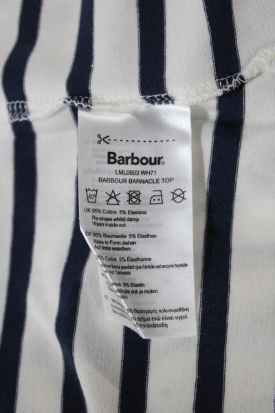 Barbour Women Striped Boat Neck Long Sleeve T-Shirt White Size 10