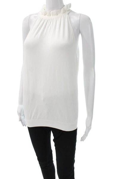 Milly Women Halter Viscose Tank Top White Sleeveless Elegant Size M