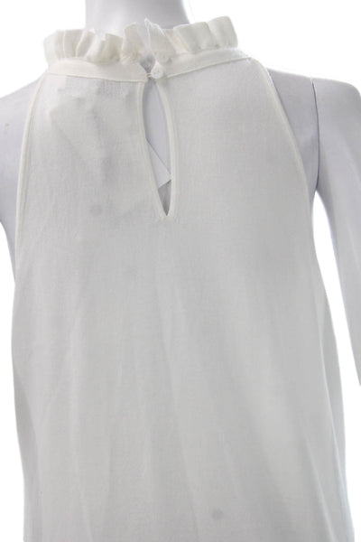 Milly Women Halter Viscose Tank Top White Sleeveless Elegant Size M