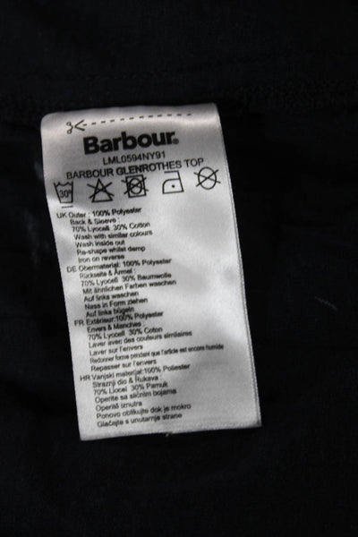 Barbour Women Boat Neck Long Sleeve Tartan Blue Polyester Pullover Top Size 6