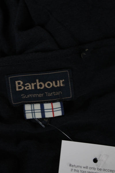 Barbour Women Boat Neck Long Sleeve Tartan Blue Polyester Pullover Top Size 6