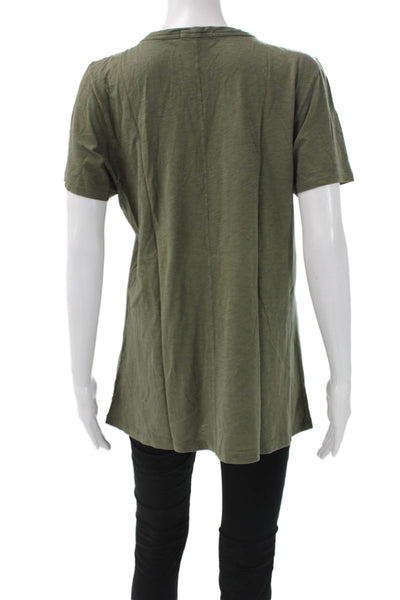 Rag & Bone Women Basic Green V Neck Pima Cotton Short Sleeve T Shirt Size L