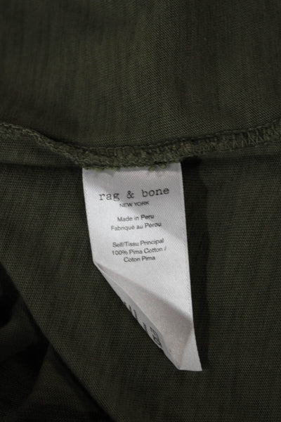 Rag & Bone Women Basic Green V Neck Pima Cotton Short Sleeve T Shirt Size L