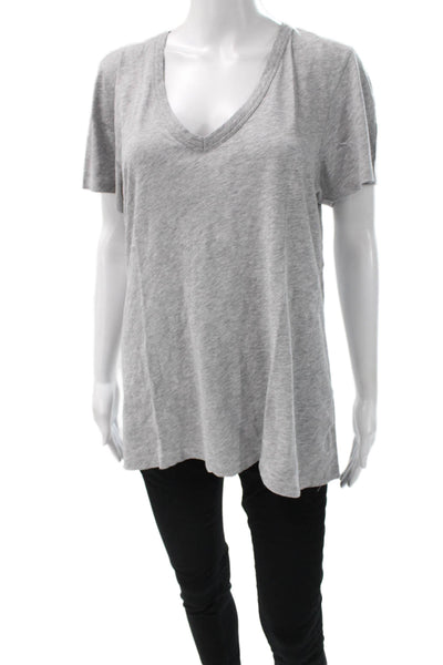 Rag & Bone Womens V Neck Short Sleeve Tunic T Shirt Gray Pima Cotton Size L