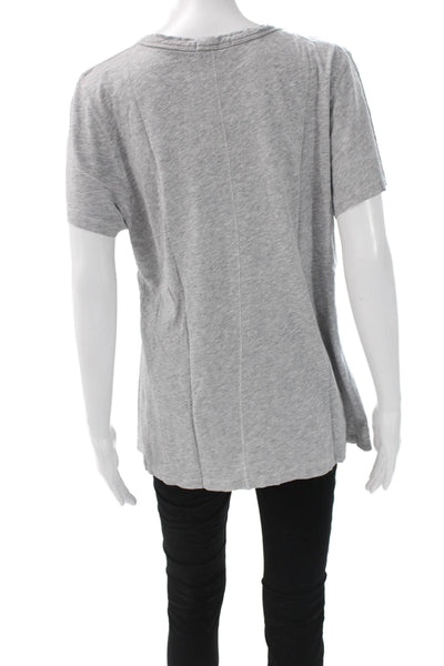 Rag & Bone Womens V Neck Short Sleeve Tunic T Shirt Gray Pima Cotton Size L