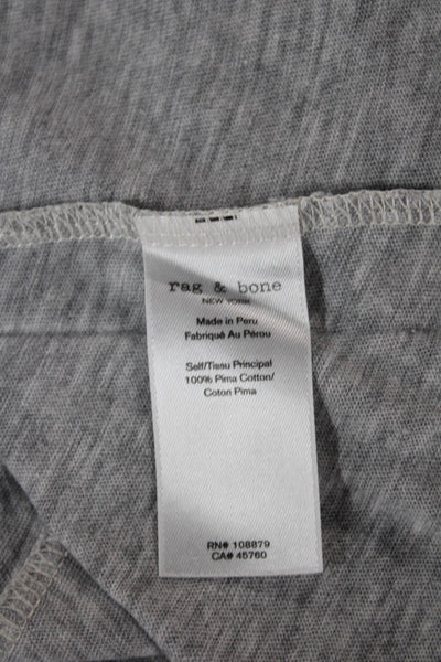 Rag & Bone Womens V Neck Short Sleeve Tunic T Shirt Gray Pima Cotton Size L
