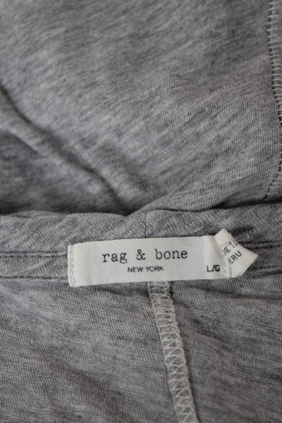 Rag & Bone Womens V Neck Short Sleeve Tunic T Shirt Gray Pima Cotton Size L