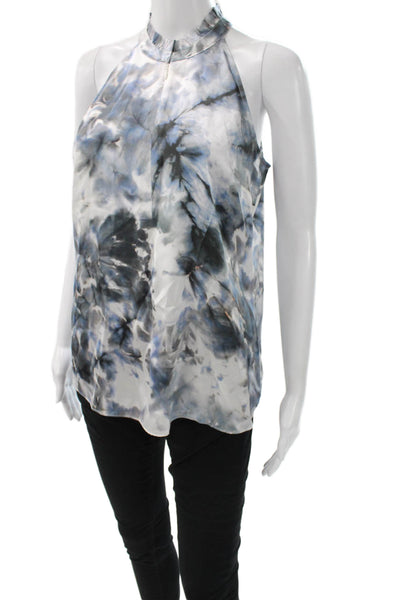 Go Silk Women Halter Silk Floral Tie Dye Sleeveless Pullover Blouse Size S