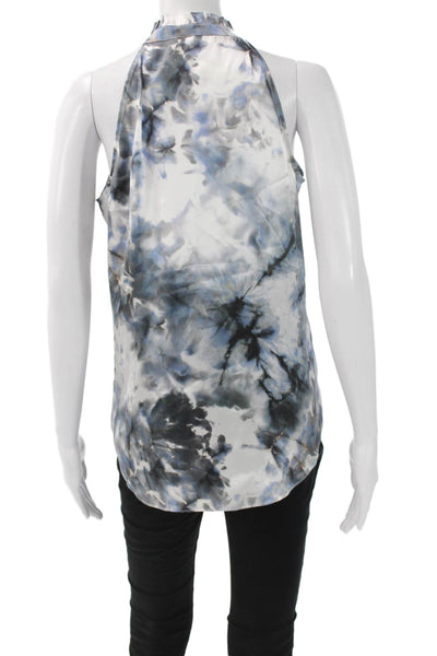 Go Silk Women Halter Silk Floral Tie Dye Sleeveless Pullover Blouse Size S