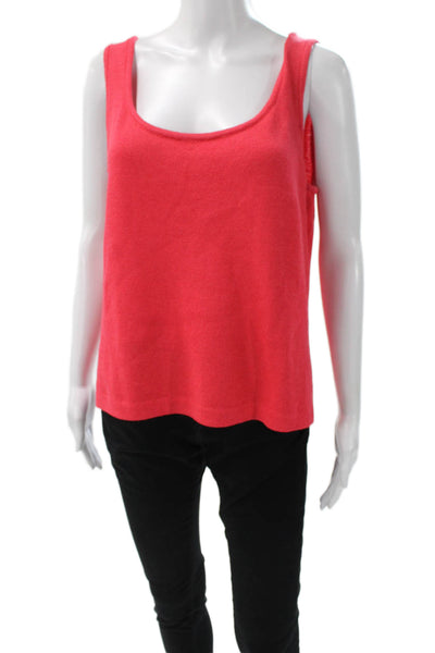 St. John Womens Red Wool Blend Basic Tank Sleeveless Scoop Neck Size L