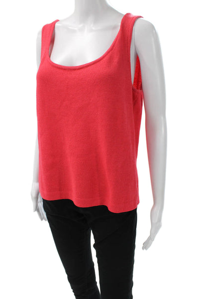 St. John Womens Red Wool Blend Basic Tank Sleeveless Scoop Neck Size L
