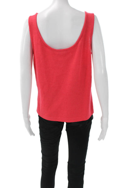 St. John Womens Red Wool Blend Basic Tank Sleeveless Scoop Neck Size L