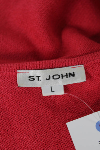 St. John Womens Red Wool Blend Basic Tank Sleeveless Scoop Neck Size L