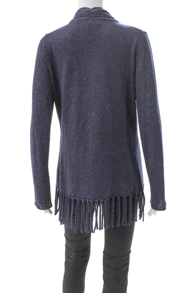 Bibelot Womens Cardigan Purple Merino Wool Collared Long Sleeve Bohemian Size L