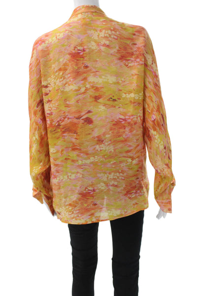Haute Hippie Womens Silk Floral Collared Button Long Sleeve Tunic Size S
