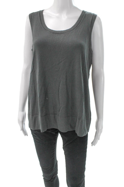 Lafayette 148 New York Women Basic Scoop Neck Viscose Tank Gray Size L