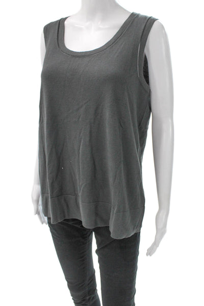 Lafayette 148 New York Women Basic Scoop Neck Viscose Tank Gray Size L