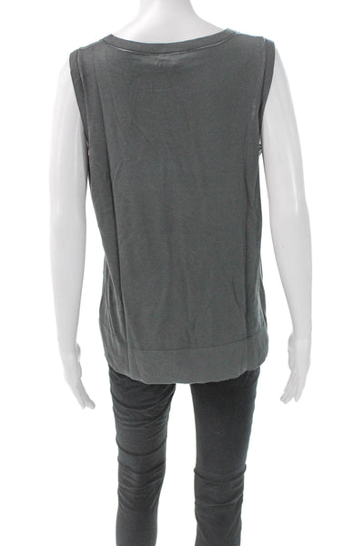 Lafayette 148 New York Women Basic Scoop Neck Viscose Tank Gray Size L