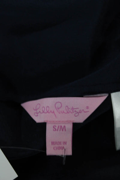 Lily Pulitzer Women Silk Blue Blouse Round Neck Solid Size S