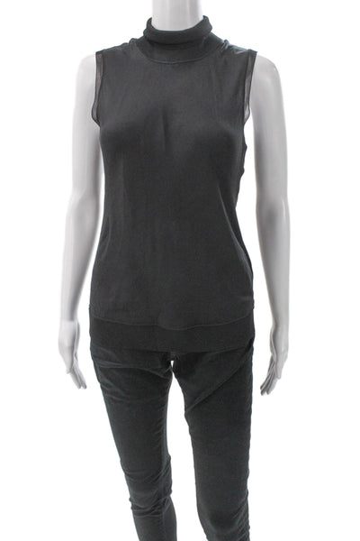 Theory Womens Silk Mock Neck Sleeveless Tank Gray Basic Casual Size S
