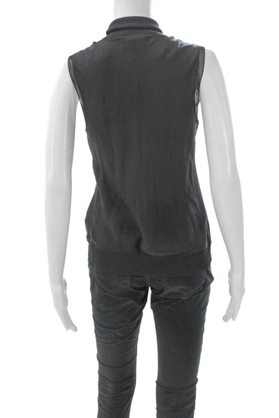 Theory Womens Silk Mock Neck Sleeveless Tank Gray Basic Casual Size S