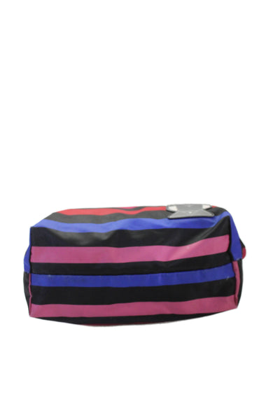 Karl Lagerfeld Womens Striped Leather Trim Large Tote Bag Handbag Multicolor