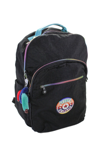 Kipling Womens Rainbow Detail Zip Large Backpack Handbag Black Combo