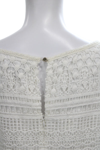 Etcetera Womens Shift White Geometric Knee Length Long Sleeve Dress Size 6