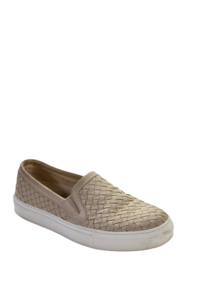 M Gemi Womens Leather Woven Slide On Sneakers Beige Size 8.5 Medium