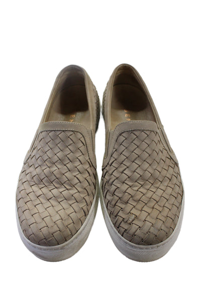 M Gemi Womens Leather Woven Slide On Sneakers Beige Size 8.5 Medium