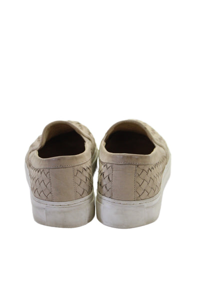 M Gemi Womens Leather Woven Slide On Sneakers Beige Size 8.5 Medium