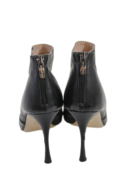 Sergio Rossi Womens Leather Open Toe Stiletto Ankle Boots Black Size 38.5 8.5