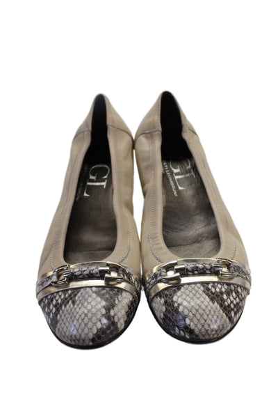AGL Attilio Giusti Leombruni Womens Leather Ballet Flats Beige Size 39 9
