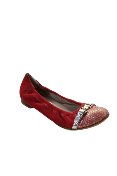 AGL Attilio Giusti Leombruni Womens Suede Ballet Flats Red Size 38.5 8.5