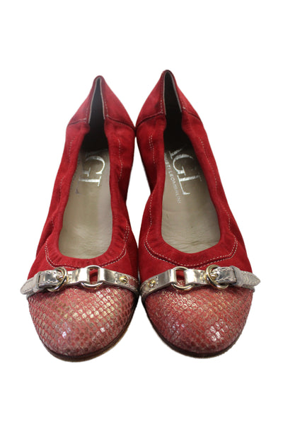 AGL Attilio Giusti Leombruni Womens Suede Ballet Flats Red Size 38.5 8.5