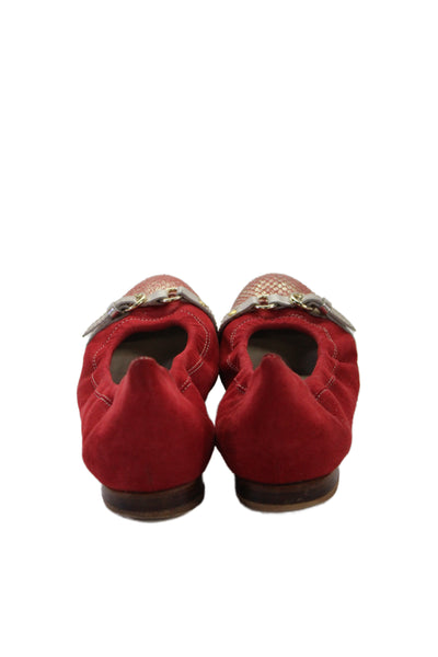 AGL Attilio Giusti Leombruni Womens Suede Ballet Flats Red Size 38.5 8.5
