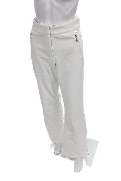 Designer Womens Snow Pants White Polyester Button Size M
