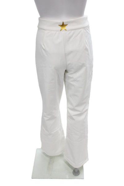 Designer Womens Snow Pants White Polyester Button Size M