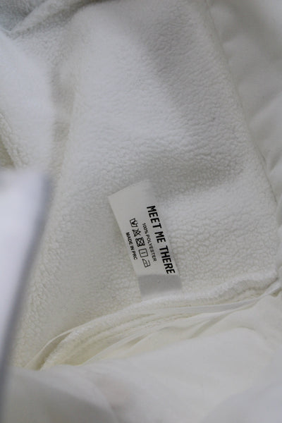Designer Womens Snow Pants White Polyester Button Size M