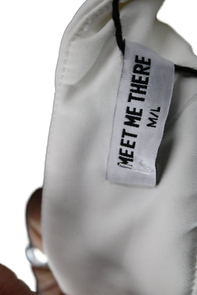 Designer Womens Snow Pants White Polyester Button Size M