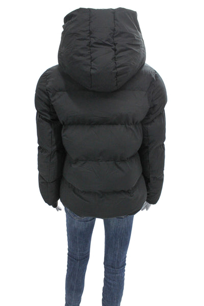 Designer Unisex Adults Black Puffer Jacket Polyester Long Sleeve Star Size S