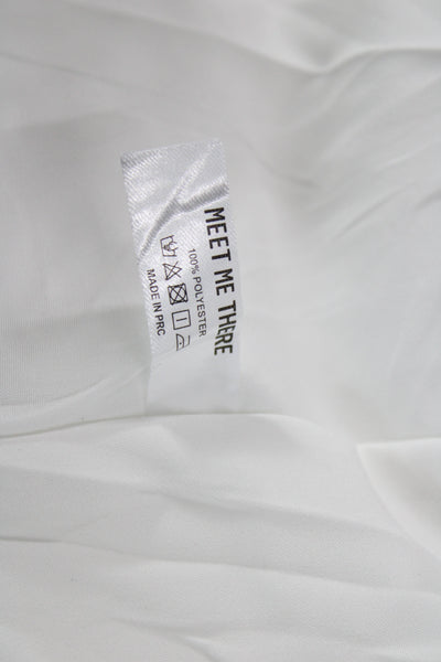 Designer Women Puffer Jacket White Zip Polyester Stars Long Sleeve Size M/L
