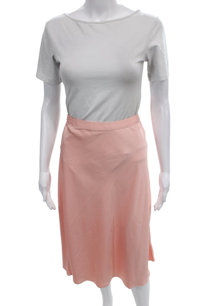 J Crew Women Pencil Midi Skirt Pink Polyester Solid Pull On Size 2XS