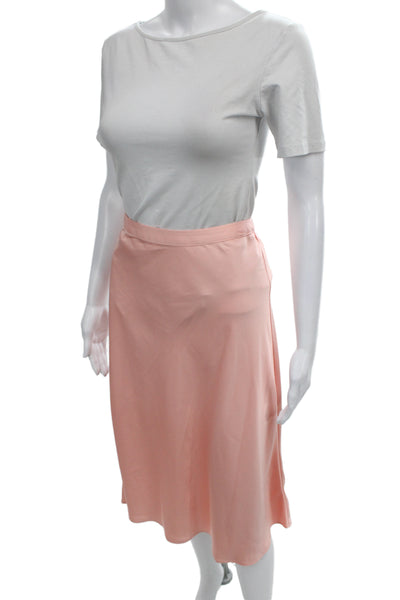 J Crew Women Pencil Midi Skirt Pink Polyester Solid Pull On Size 2XS