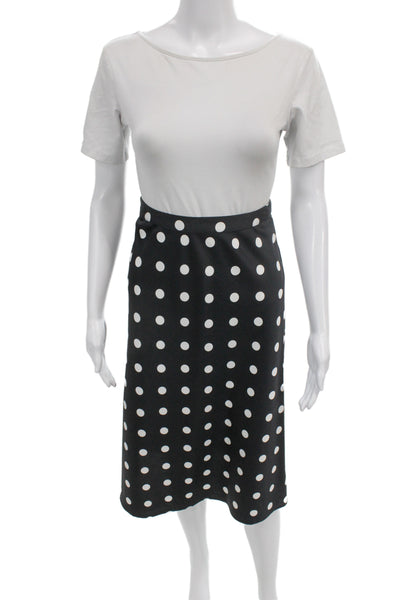 J Crew Women Straight Pencil Polka Dot Black Polyester Pull On Skirt Size 2XS