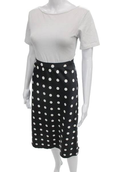 J Crew Women Straight Pencil Polka Dot Black Polyester Pull On Skirt Size 2XS
